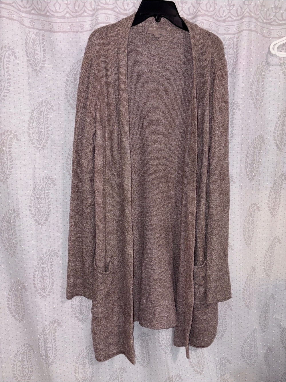 Barefoot Dreams Open-Front Cardigan in Light Brown Size Medium